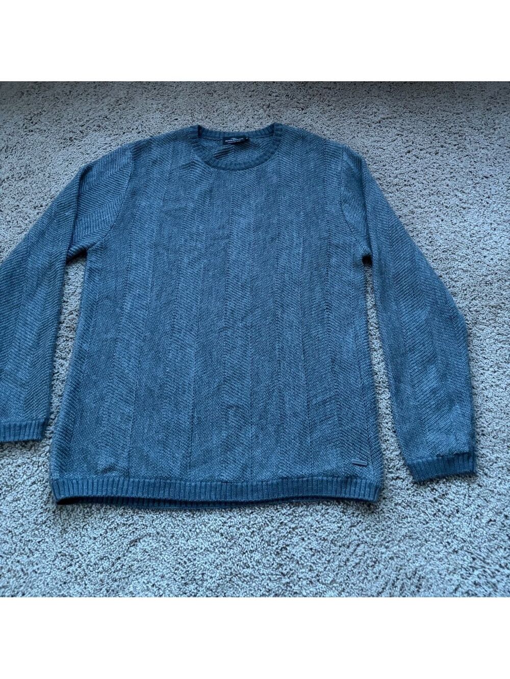 Men's Rodd & Gunn grey crewneck sweater XL 100% Pure Fine Merino Wool herringbo